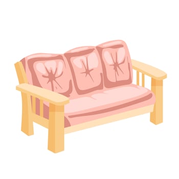 Wooden outdoor couch in flat design. Backyard furniture is comfortable sofa. illustration isolated. vector