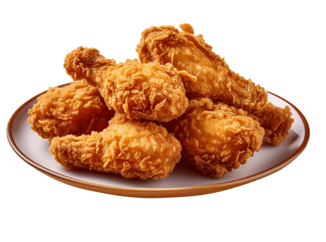 Fried chicken on a plate on a transparent background png