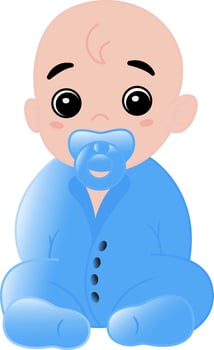 A little boy. Illustration of a Cute Cartoon Baby With a Pacifier vector