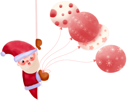 Peekaboo Santa with balloon png