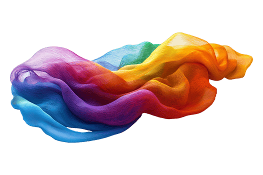 Floating rainbow pride fabric isolated on transparent background. png