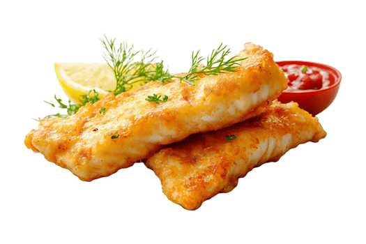 Fried fish fillets isolated on transparent background. png