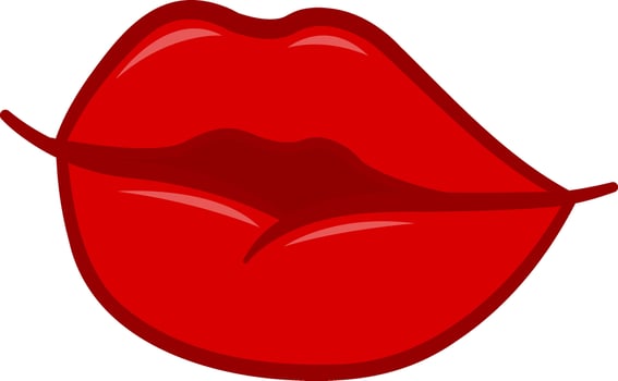 Beautiful Women's Lips. Beauty Concept. Red Lipstick on Lips. Illustration of Smiling Female Mouth vector