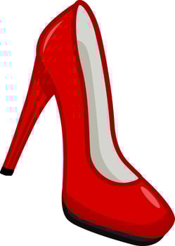 Red Fashionable Women's Shoes. Stylish Girls Shoes with High Heels. Illustration for Valentines Day or Womens Day vector
