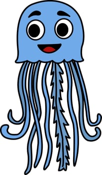 Cartoon funny jellyfish. Sea jellyfish illustration isolated on white background vector
