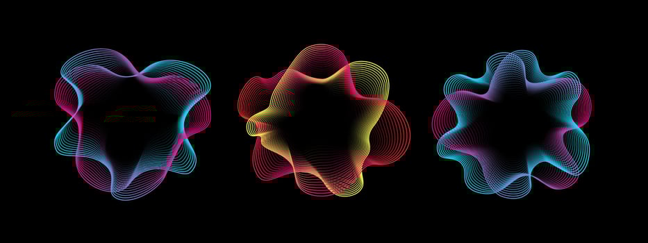 A set of multicolored neon sound waves. Sound lines, radial spectrum, . Colorful equalizer background. Colorful cover for music poster and banner. radial spectrum. vector