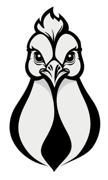 Hen, farm bird, black and white, isolated logo or symbol. Can be used as emblem or mascot for sports or other products vector