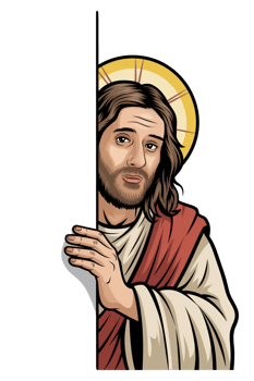 peeking Jesus out from behind a wall, cutouts png