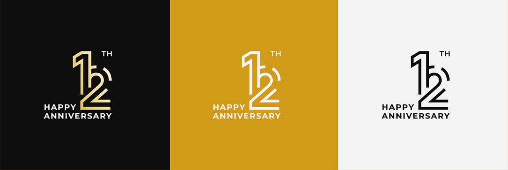 Logo 12th, 12 years anniversary, Creative design template for celebration, birthday, greeting and invitation. Editable file vector