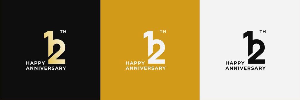 Logo 12th, 12 years anniversary, Creative design for celebration, birthday, greeting and invitation. Editable file vector