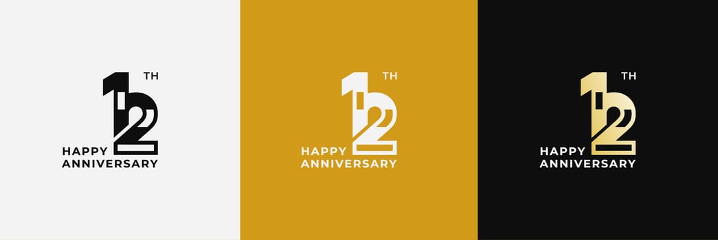 Logo 12th, 12 years anniversary, Creative design template for celebration, greeting, birthday and invitation. Editable file vector
