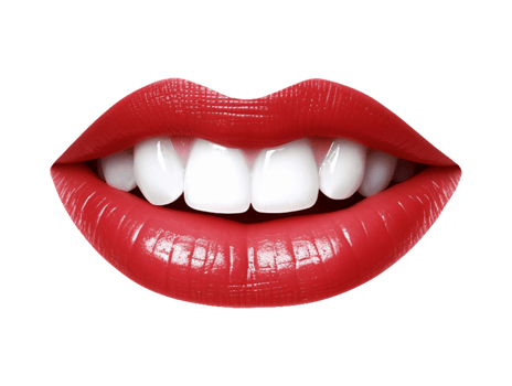 Red lipstick lips with white teeth isolated on transparent background png