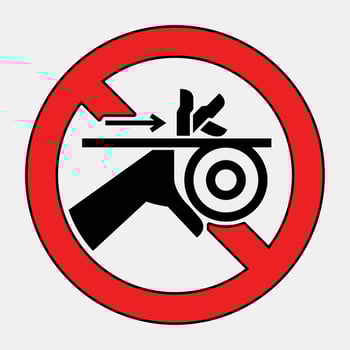 Prohibited Use of Hand Near Machinery Symbol vector