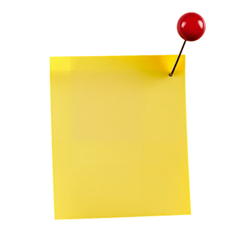 A yellow sticky note with a push pin on it png