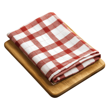 Red and white checkered cloth on a cutting board png