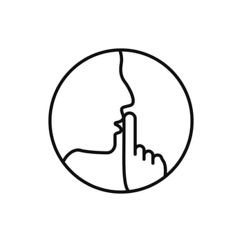 do not disturb icon, please do quiet, pssst or shhh gesture lips, silence or secret, keep shut mouth, line symbol on white background - editable stroke illustration eps10 vector