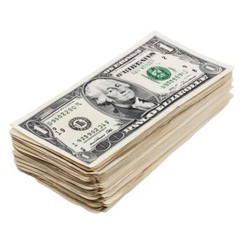 Stack of Dollar bills isolate on transparency background png