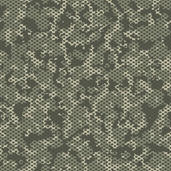 Camouflage seamless mesh pattern. Khaki green camo design for t-shirt. Military background with holes. Army clothing, Woven fabric effect texture vector
