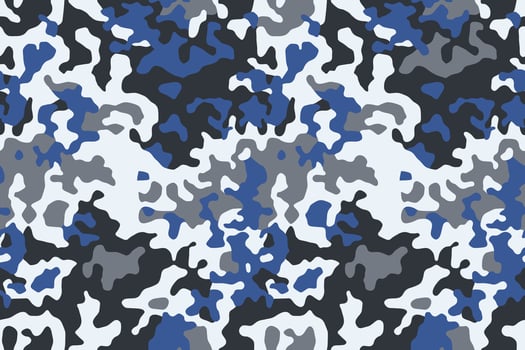Military blue camouflage, seamless texture. Camo pattern for sporty clothing, fabric print vector