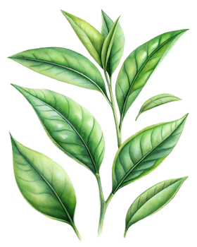 A drawing of a green tea leaf png