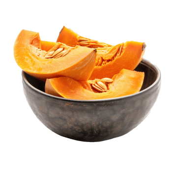 Pumpkin vegetable in a bowl front view isolate on transparency background png