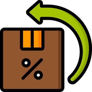A brown box with a percentage sign on it vector