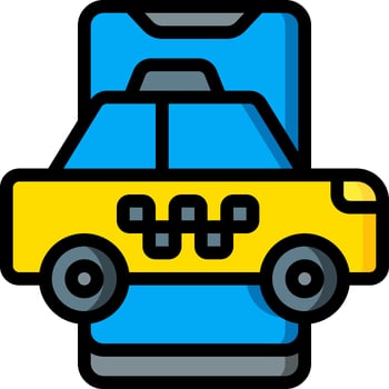 A taxi cab is sitting on top of a phone vector