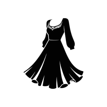 Elegant Midi Dress Silhouette Illustration for Fashion Design and Clothing Graphics vector