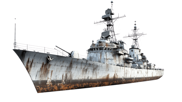 Destroyer ship isolate on transparency background png
