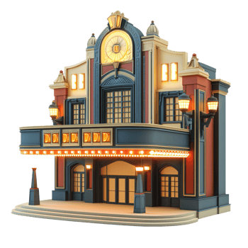 3D Theater building isolate on transparency background png