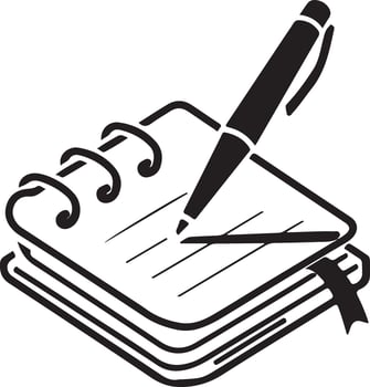 The logo silhouette art of a notebook vector