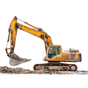 Excavator Truck side view full length isolate on transparency background png