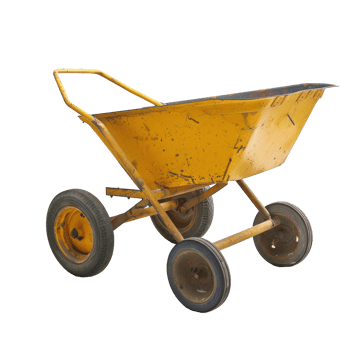 Construction Wheelbarrow side view full length isolate on transparency background png