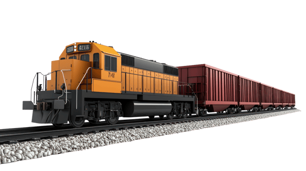 3D Freight Train side view isolate on transparency background png