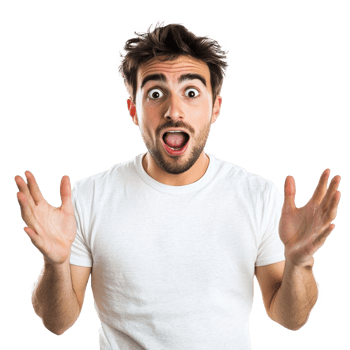 Attractive Young man Surprised amazing gesture isolate on transparency background png