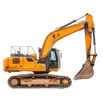 Excavator Truck side view full length isolate on transparency background png