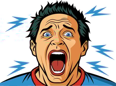 Man screaming with wide open mouth pop art retro illustration vector