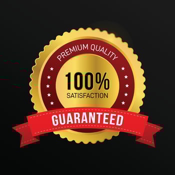 100 satisfaction guaranteed golden badge design vector