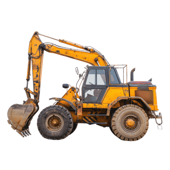 Backhoe Loader Truck side view full length isolate on transparency background png