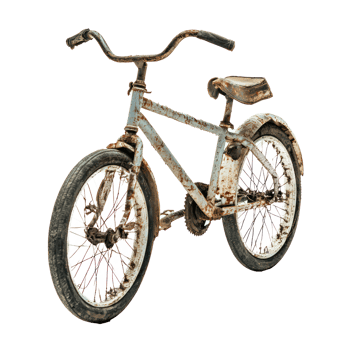 Broken bike front view isolate on transparency background png