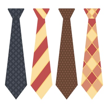 Collection of Mans Fashion Tie Accessories. Business Mans Tie Accessories. Professional Ties. vector