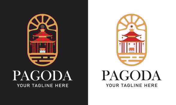 Pagoda logo, Historical logo, Japanese logo. vector