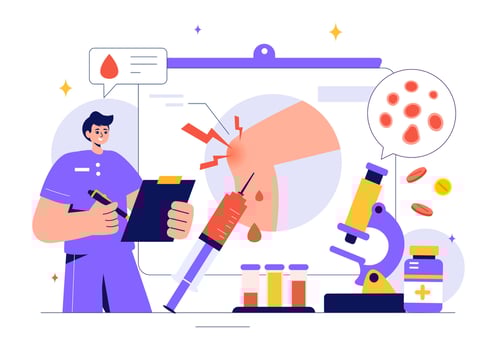 Blood Disorder Treatment Illustration with Doctor Analyzing Hemophilia Symptoms in Flat Cartoon Background vector