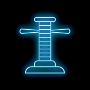 Blue neon sign of a vintage tower viewer on black background vector