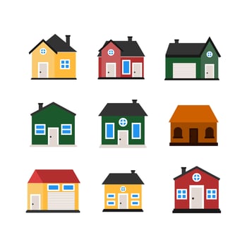 House icon symbol Flat style. collection of isolated cartoon illustrations vector