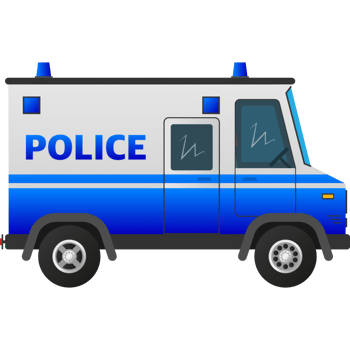 illustration template. Police truck with hand. png