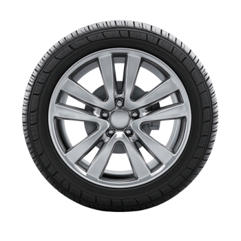 Punctured car wheel, flat tire. 3D front view isolate on transparency background png