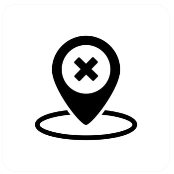 Wrong Location and pin icon concept vector