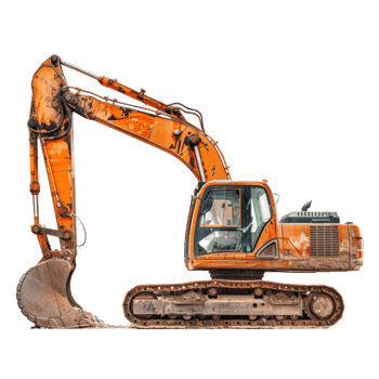 Excavator Truck side view full length isolate on transparency background png