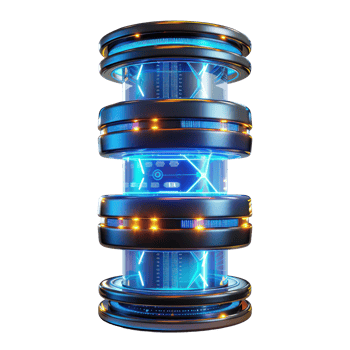 cybernetic database 3d object in blue colours isolated on white clean background png
